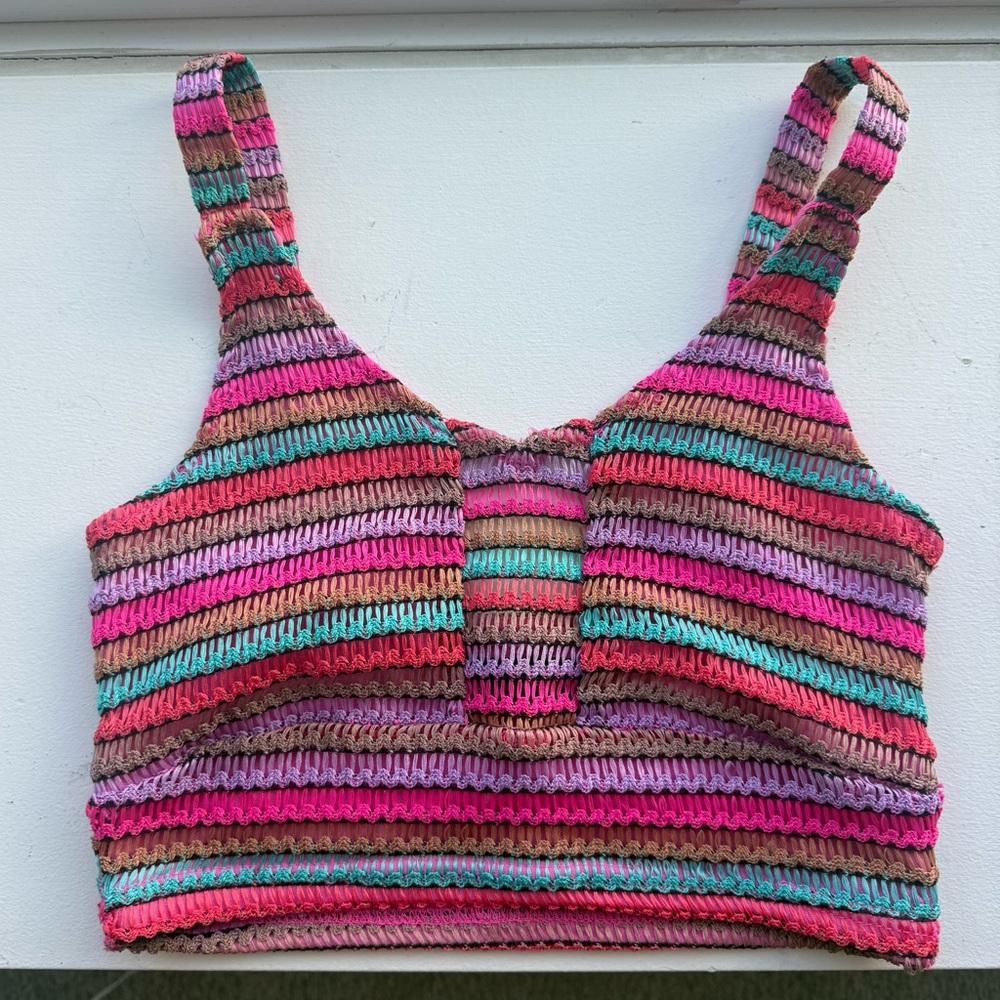 House of Harlow 1960 Multicolor Striped Knit Crop Top